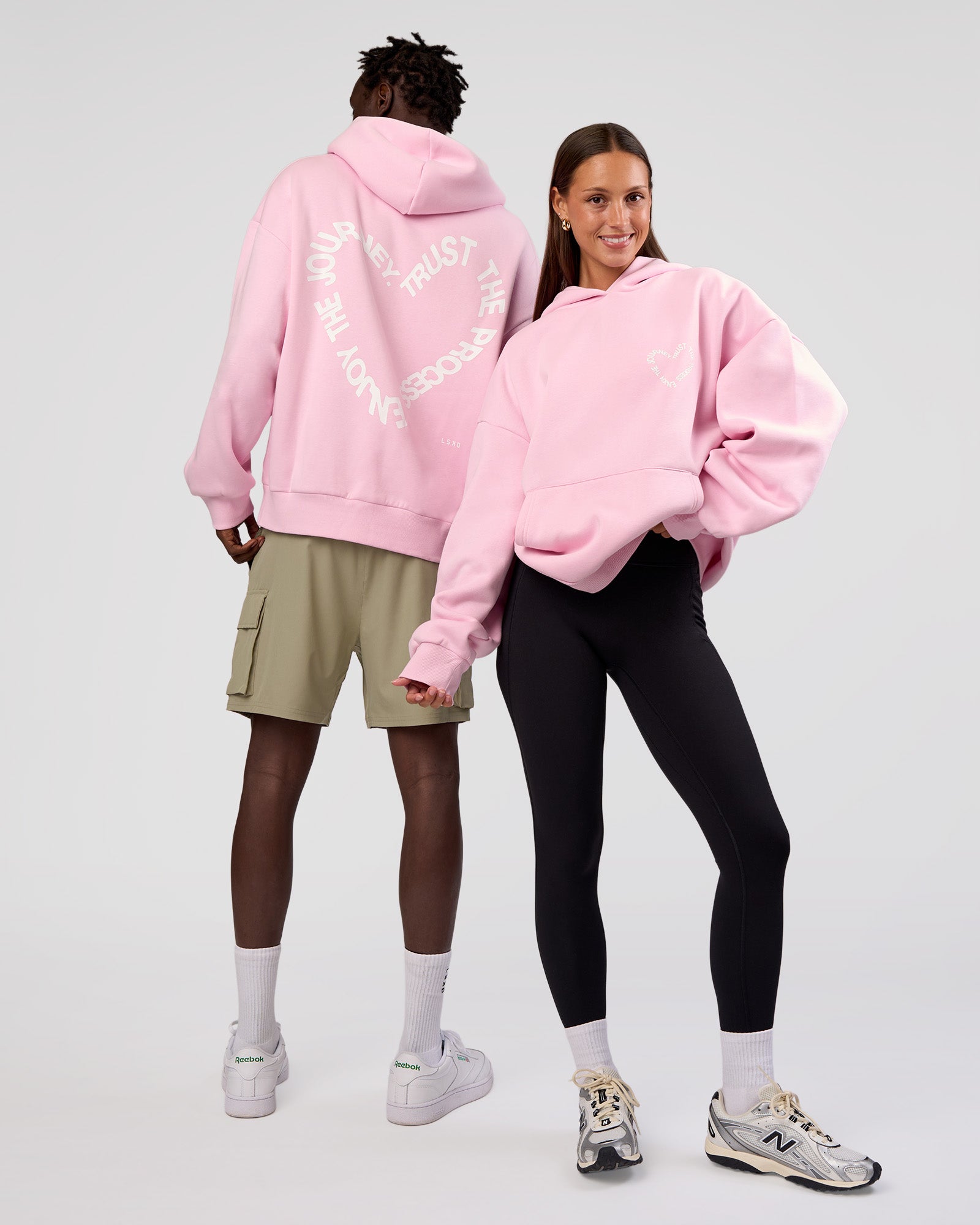 Unisex Love The Process Oversize Hoodie - Marshmallow-White